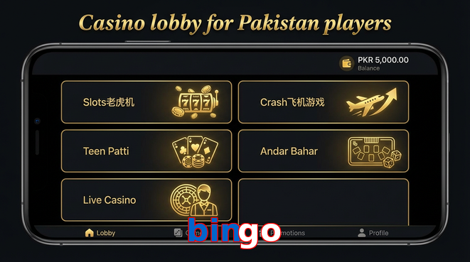 Lobby view of Bingo for Pakistan users